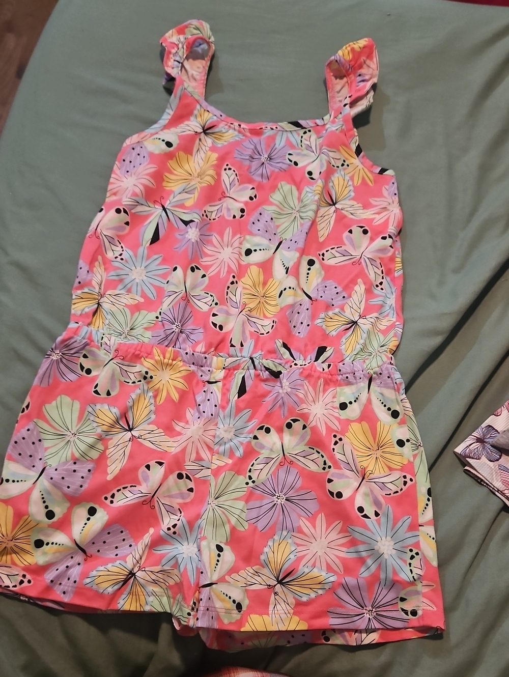 The Children's Place Pink Floral & Butterfly Romper - Size 8